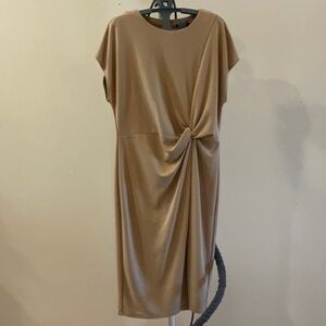 Tan jersey sheath dress